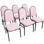 Kit Com 6 Cadeiras Para Auditórios Linha Hotel Rosa
