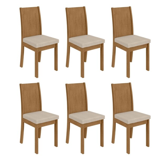 Kit Com 6 Cadeiras Para Sala De Jantar Athenas Amêndoa Clean/