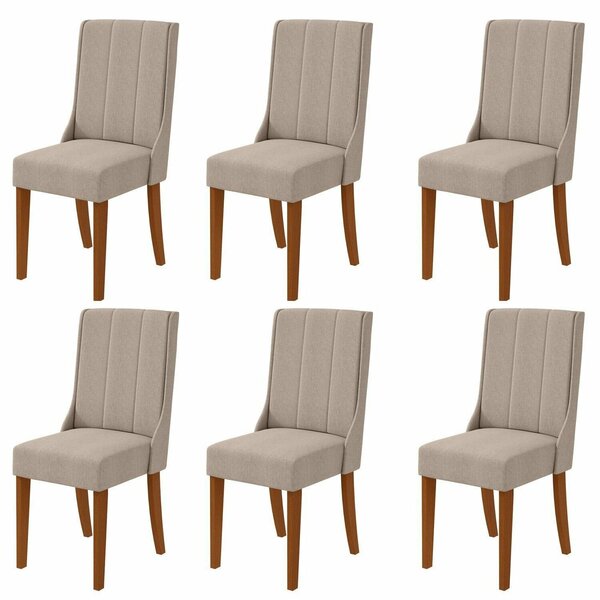 Kit Com 6 Cadeiras Para Sala De Jantar Celina Frassino/bege
