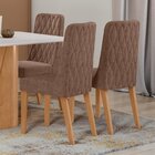 Kit Com 6 Cadeiras Para Sala De Jantar Estofadas Luar Amendoa