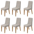 Kit Com 6 Cadeiras Para Sala De Jantar Estofadas Luar Amendoa
