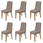 Kit Com 6 Cadeiras Para Sala De Jantar Estofadas Luar Amendoa