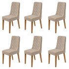 Kit Com 6 Cadeiras Para Sala De Jantar Estofadas Luar Amendoa