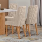 Kit Com 6 Cadeiras Para Sala De Jantar Estofadas Luar Amendoa