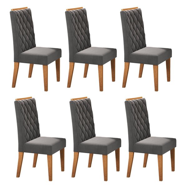 Kit Com 6 Cadeiras Para Sala De Jantar Mdp/mdf Dyniz Veludo G