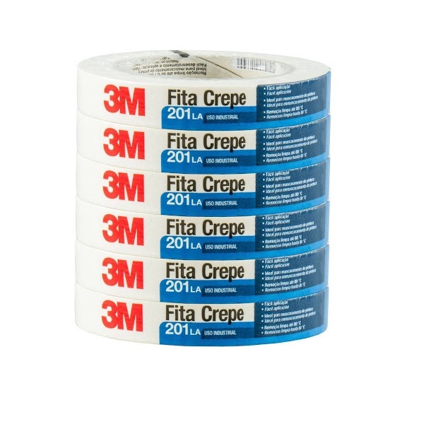 Kit Com 6 Fita Crepe Industrial 18mm X 50m 201la 3m