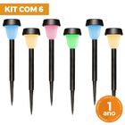 Kit Com 6 Luminária Balizadora Poste Solar Abs Espeto De Jard