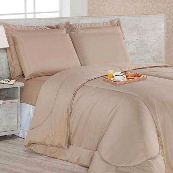 Kit com 6 peças Edredom Soft Casa Dona Casal Bege