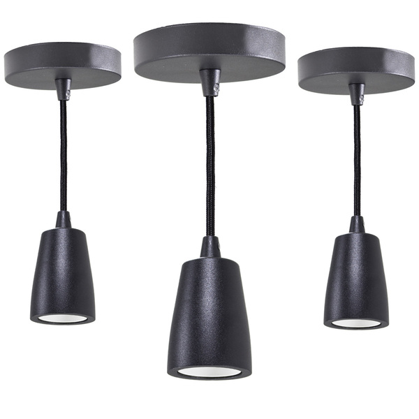 Kit com 6 Pendentes Metal Maciço Cabo Encapado Vintage E27 Pr