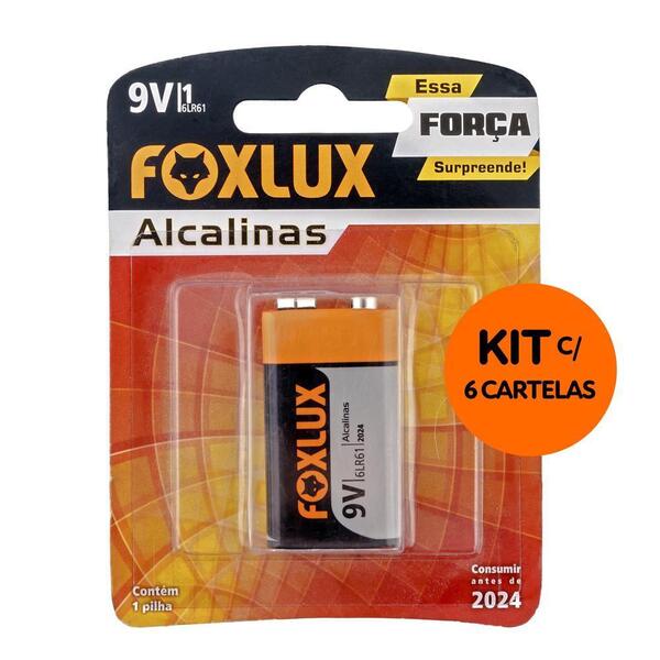 Kit Com 6 Pilhas Alcalina 9v Tensão Nominal: 9v – Foxlux