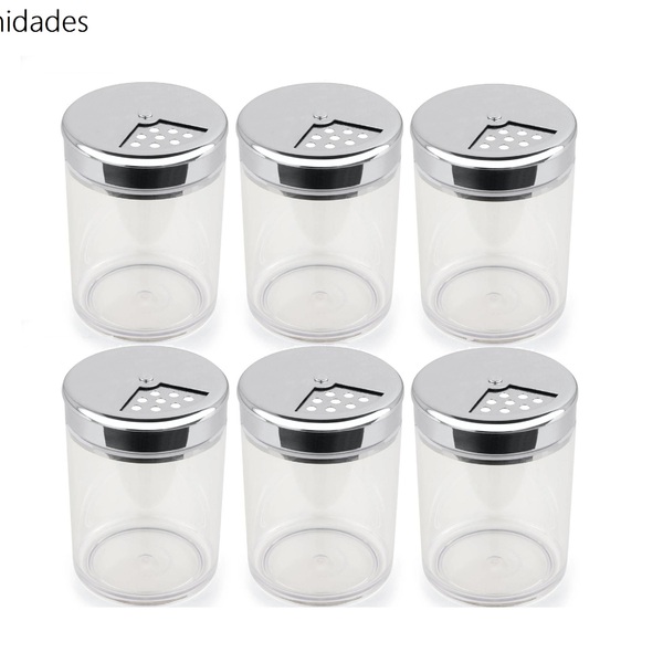 Kit Com 6 Potes Para Temperos Queijo Orégano Farinha 330ml