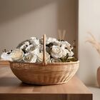 Kit Com 7 Buquês De Rosas Artificiais Flor Creme Centro De Me