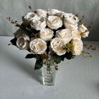 Kit Com 7 Buquês De Rosas Artificiais Flor Creme Centro De Me