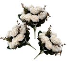 Kit Com 7 Buquês De Rosas Artificiais Flor Creme Centro De Me