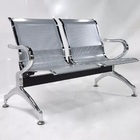 Kit Com 7 Cadeiras Longarina Aeroporto Cromada 2 Lugares