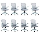 Kit Com 8 Cadeira Escritório Diretor Office Columbus Com Tela