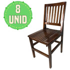 Kit com 8 Cadeiras de Madeira Maciça Marrom para Decoração