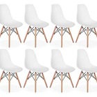 Kit Com 8 Cadeiras Eiffel Charles Eames Dkr Base De Madeira,