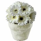 Kit Com 9 Gerberas Artificiais Branca Realista Flores Decorat