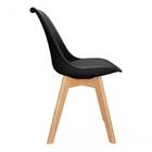 Kit Com  6 Cadeira Leda Preta - Charles Eames Wood Com Almofa