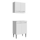 Kit Com Armário Aéreo E Balcão 64cm Branco Emilly Madesa