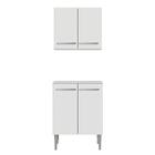 Kit Com Armário Aéreo E Balcão 64cm Branco Emilly Madesa