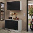 Kit Com Balcão E Armário Aéreo Multiuso 120cm Branco/preto Ag