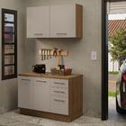 Kit Com Balcão E Armário Aéreo Multiuso 120cm Rustic/crema Ag