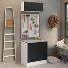 Kit Com Balcão E Armário Aéreo Multiuso 80cm Branco/preto Aga