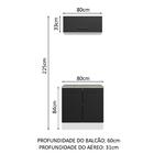 Kit Com Balcão E Armário Aéreo Multiuso 80cm Branco/preto Aga