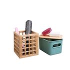 Kit Com Caixa Organizadora Canelada Com Tampa De Bambu 1,5l E