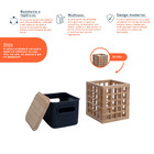 Kit Com Caixa Organizadora Canelada Com Tampa De Bambu 1,5l E