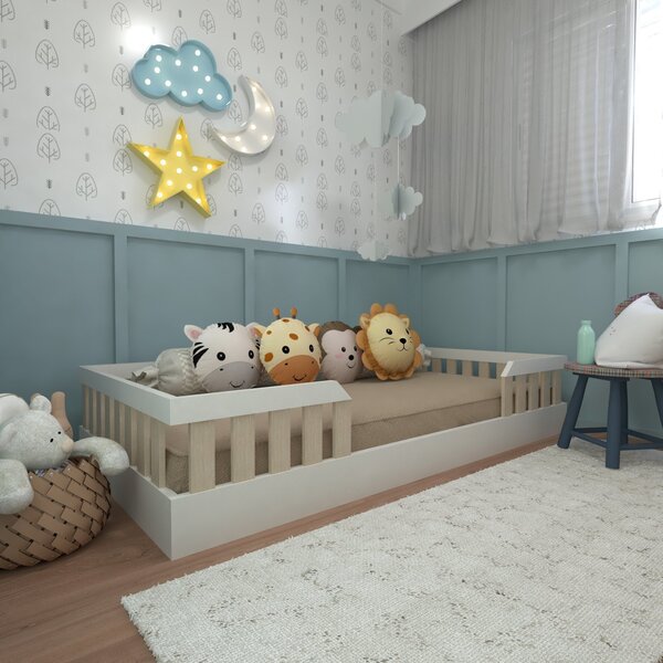 Kit Com Cama Solteiro E Armário Baixo Montessoriano Yescasa