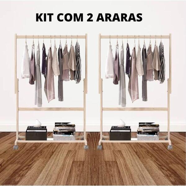 Kit Com Duas Araras Para Closet Com Rodinha