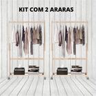 Kit Com Duas Araras Para Mostruario De Roupa Medeira