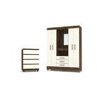 Kit Com Guarda Roupa E Cômoda Rio Imbuia Champanhe