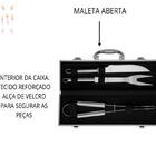 Kit Com Maleta Churrasco 3 Peças + Tábua De Corte Em Madeira