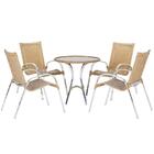Kit Com Mesa Com 4 Cadeiras Em Aluminio E Fibra (cadeiras Col