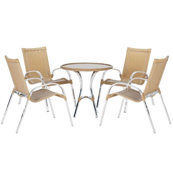 Kit Com Mesa Com 4 Cadeiras Em Aluminio E Fibra (cadeiras Col