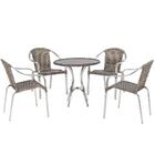 Kit Com Mesa Com 4 Cadeiras Em Aluminio E Fibra (cadeiras Toq