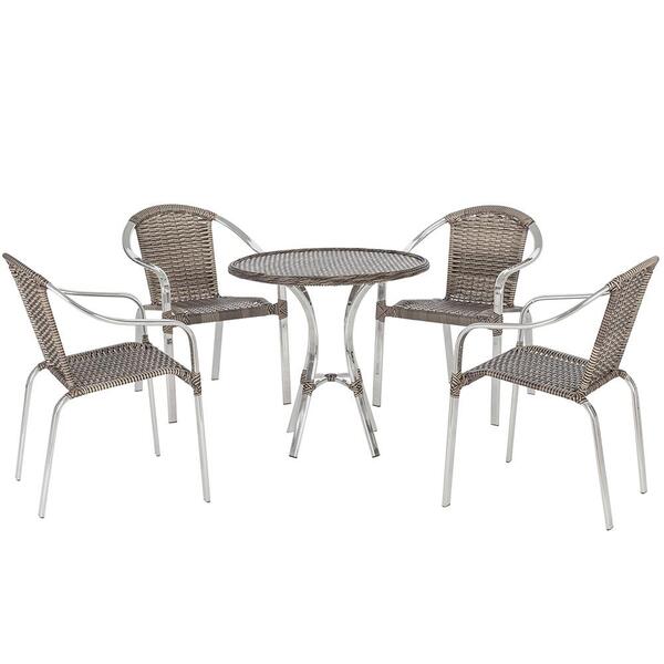 Kit Com Mesa Com 4 Cadeiras Em Aluminio E Fibra (cadeiras Toq