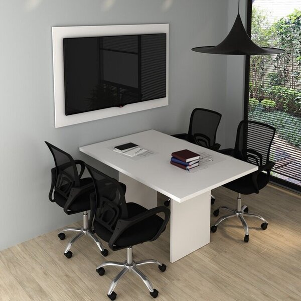 Kit Com Mesa Para Reunião 4 Lugares E Painel Para Tv Até 55 P