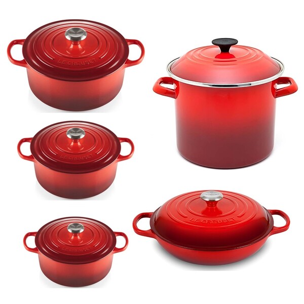 Kit Com Panelas Caçarola E Caldeirão Vermelho Le Creuset