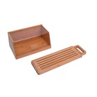 Kit Com Porta Pão De Bambu 35 Cm E Tábua Migalheira De Pão Em