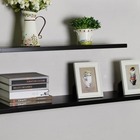 Kit Combo 2 Prateleiras Preta Em Mdf 130x20 Com Suporte Invis