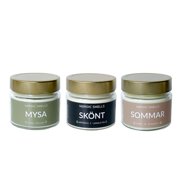 Kit Combo 3 Velas Aromáticas De Aroma Marinho, Amêndoas Com F