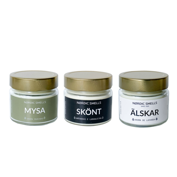 Kit Combo 3 Velas Aromáticas De Aroma Marinho, Amêndoas Com F