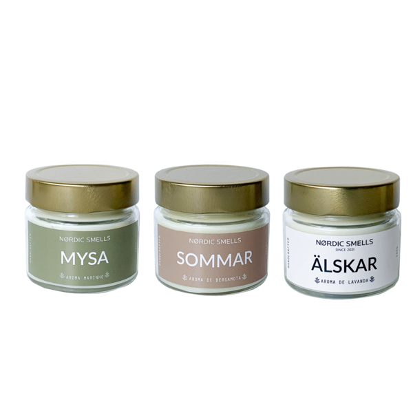 Kit Combo 3 Velas Aromáticas De Lavanda, Aroma Marinho E Berg