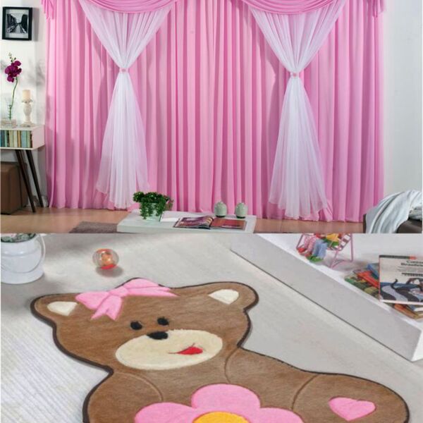 Kit Combo Decoração Quarto De Criança = Cortina Jéssica + Tap