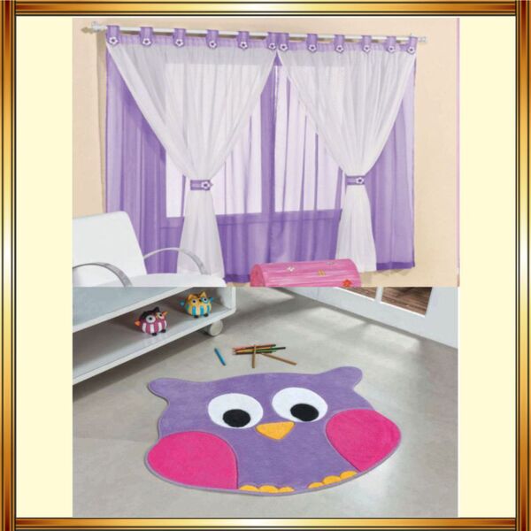 Kit Combo Decoração Quarto De Criança = Cortina Juvenil + Tap